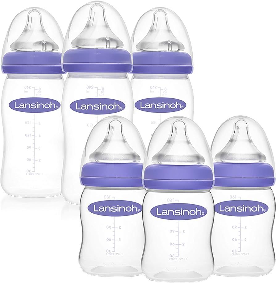 Lansinoh Baby Bottles for Breastfeeding Babies Bundle, 3 Count Each of 5 Ounces and 8 Ounces | Amazon (US)