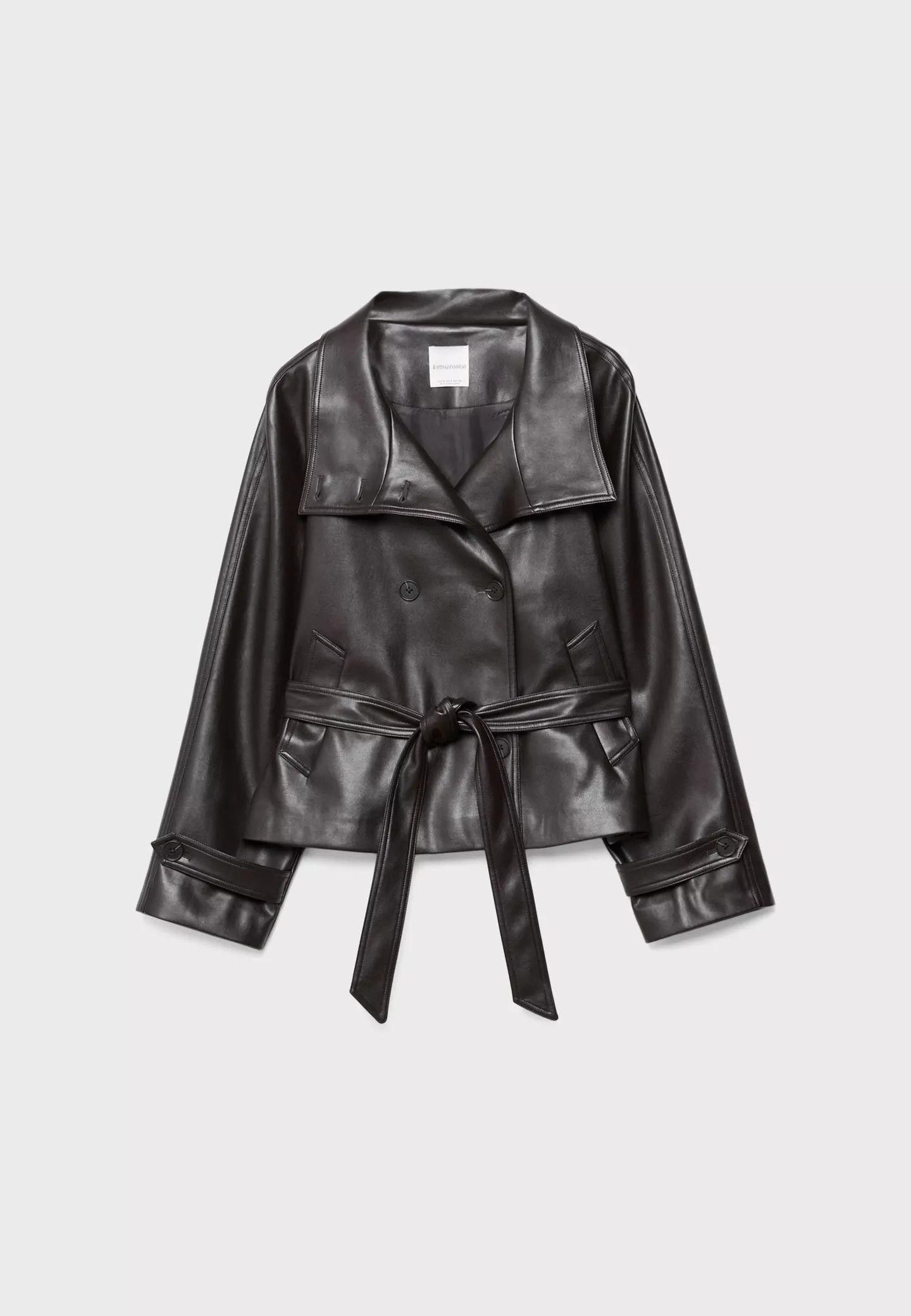 High neck leather effect trench coat - Women's fashion | Stradivarius United Kingdom | Stradivarius (UK)