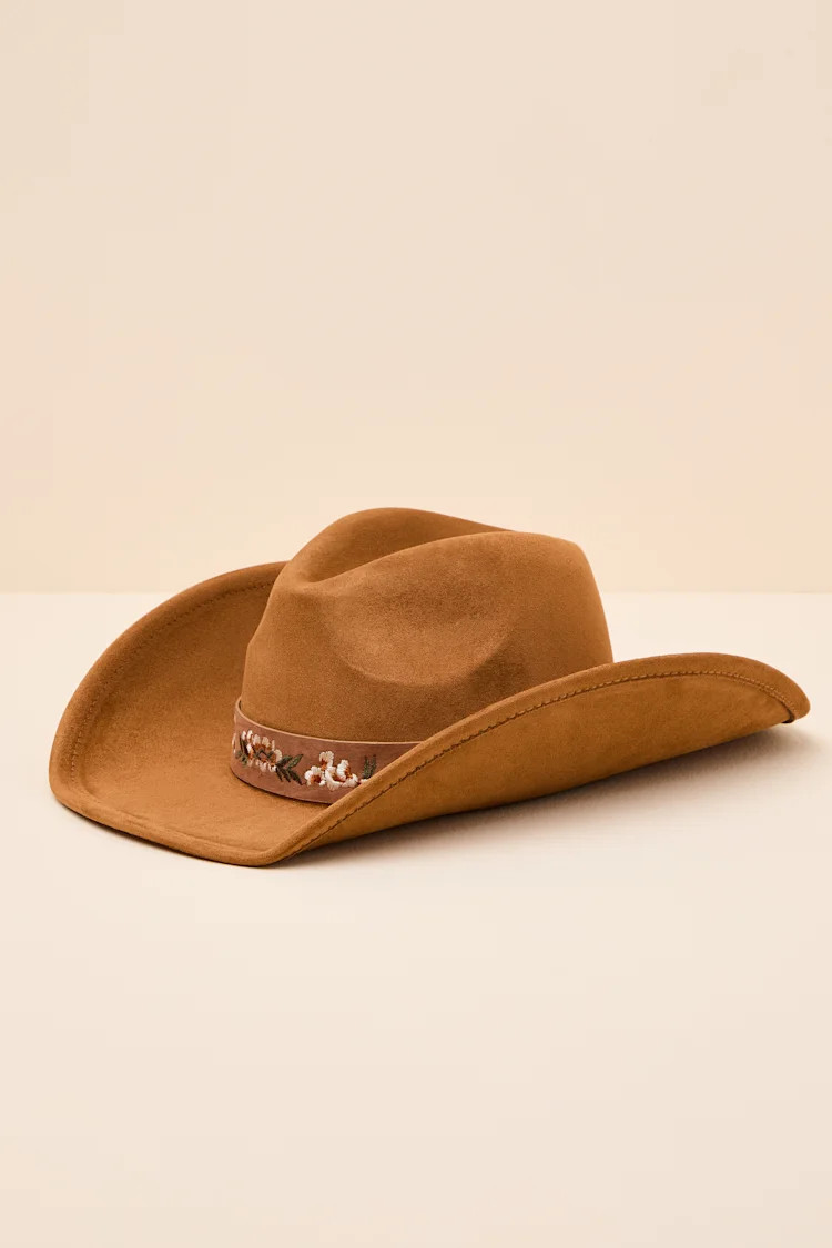 Lycia Brown Suede Embroidered Western Hat | Lulus