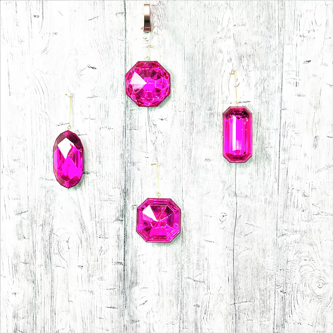 Jewel Ornament Set, Pink Jewel Ornaments, Gem Ornaments, Acrylic Jewel Ornament Set, Wreath Attac... | Etsy (US)