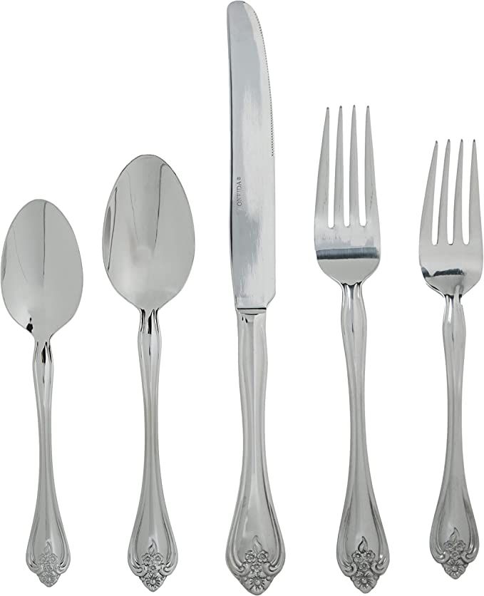 Oneida Boutonniere 45 Piece Everday Flatware, Service for 8, 18/0 Stainless Steel. Silverware Set... | Amazon (US)