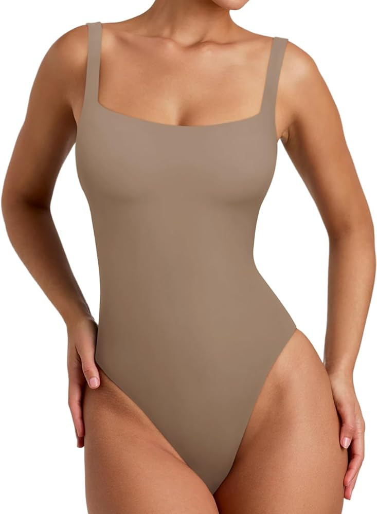 REORIA Women's Sexy Square Neck Sleeveless Backless Seamless Double Lined Bodysuits Tank Tops | Amazon (CA)