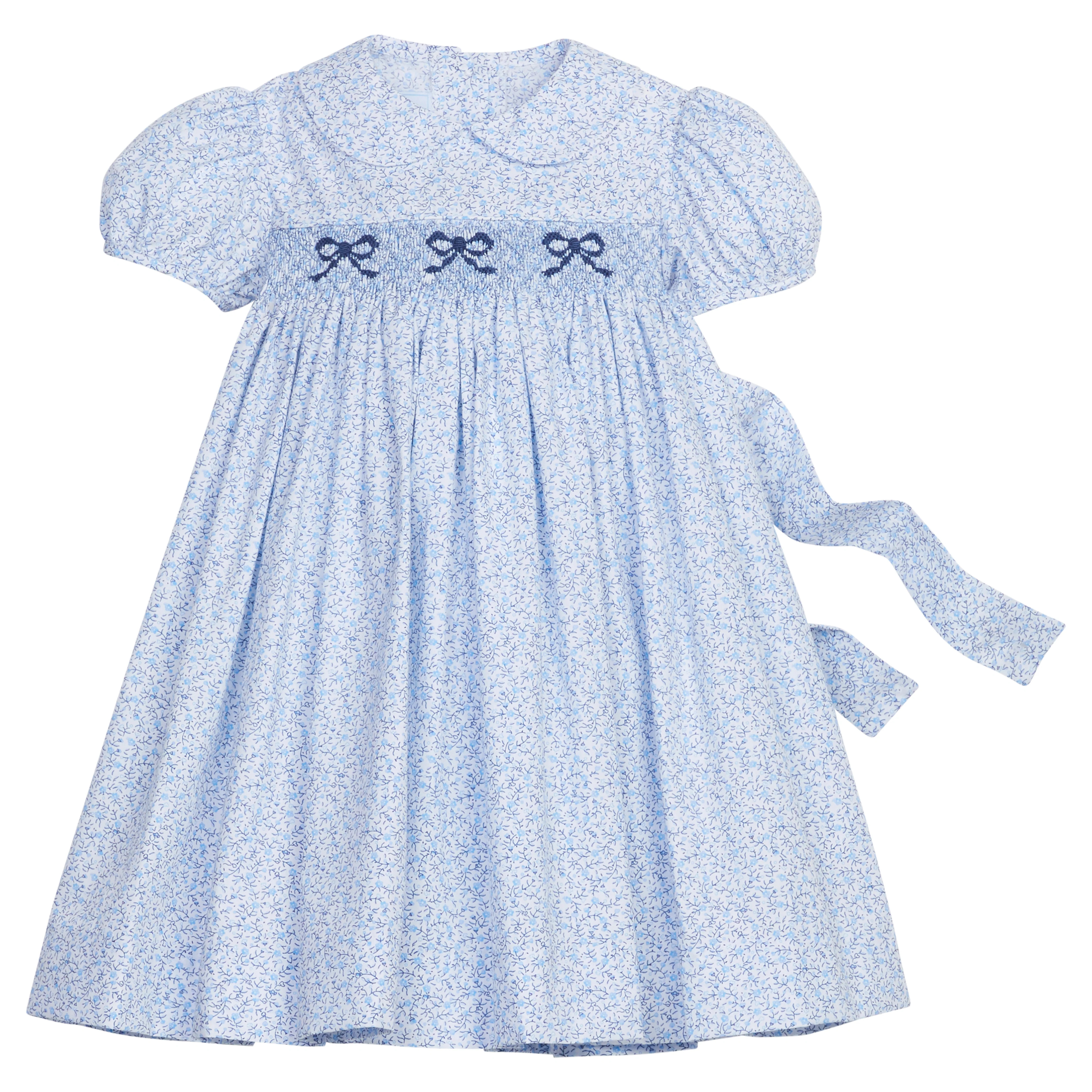 Little English Smocked Peter Pan Dress- Blue Vinings | JoJo Mommy