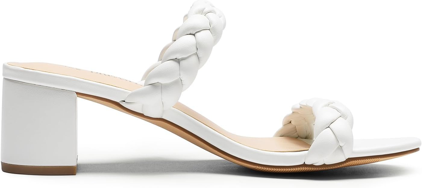 DREAM PAIRS Women's Two Braided Strap Low Heels for Women Open Toe Block Chunky Heels Sandals Hol... | Amazon (US)