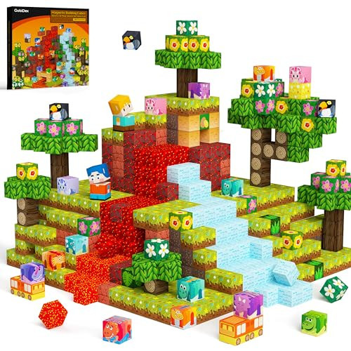 GobiDex 100PCS Magnetic Building Blocks Volcano Dinosaur Set for Toddler, Sensory STEM Toys for Kids Ages 3-5 5-7 4-8, Birthday Gifts for 3+ Year Old Boys Girls Kids | Amazon (US)