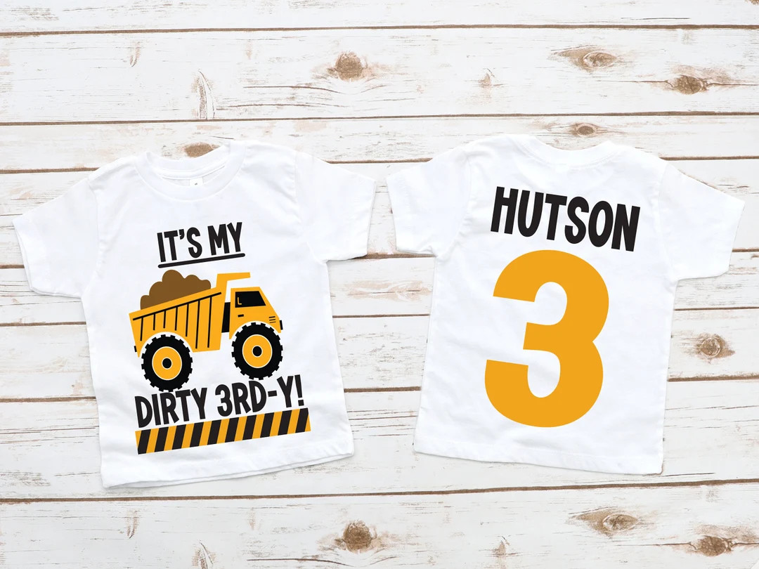 Dirty 3RD-Y birthday shirt, dump truck birthday, construction birthday , construction party , boy... | Etsy (US)