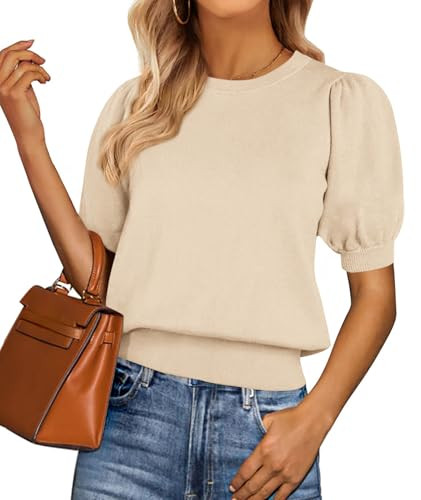 PRETTYGARDEN Womens Sweaters Spring 2026 Summer Puff Short Sleeve Sweater Trendy Cute Knit Work B... | Amazon (US)