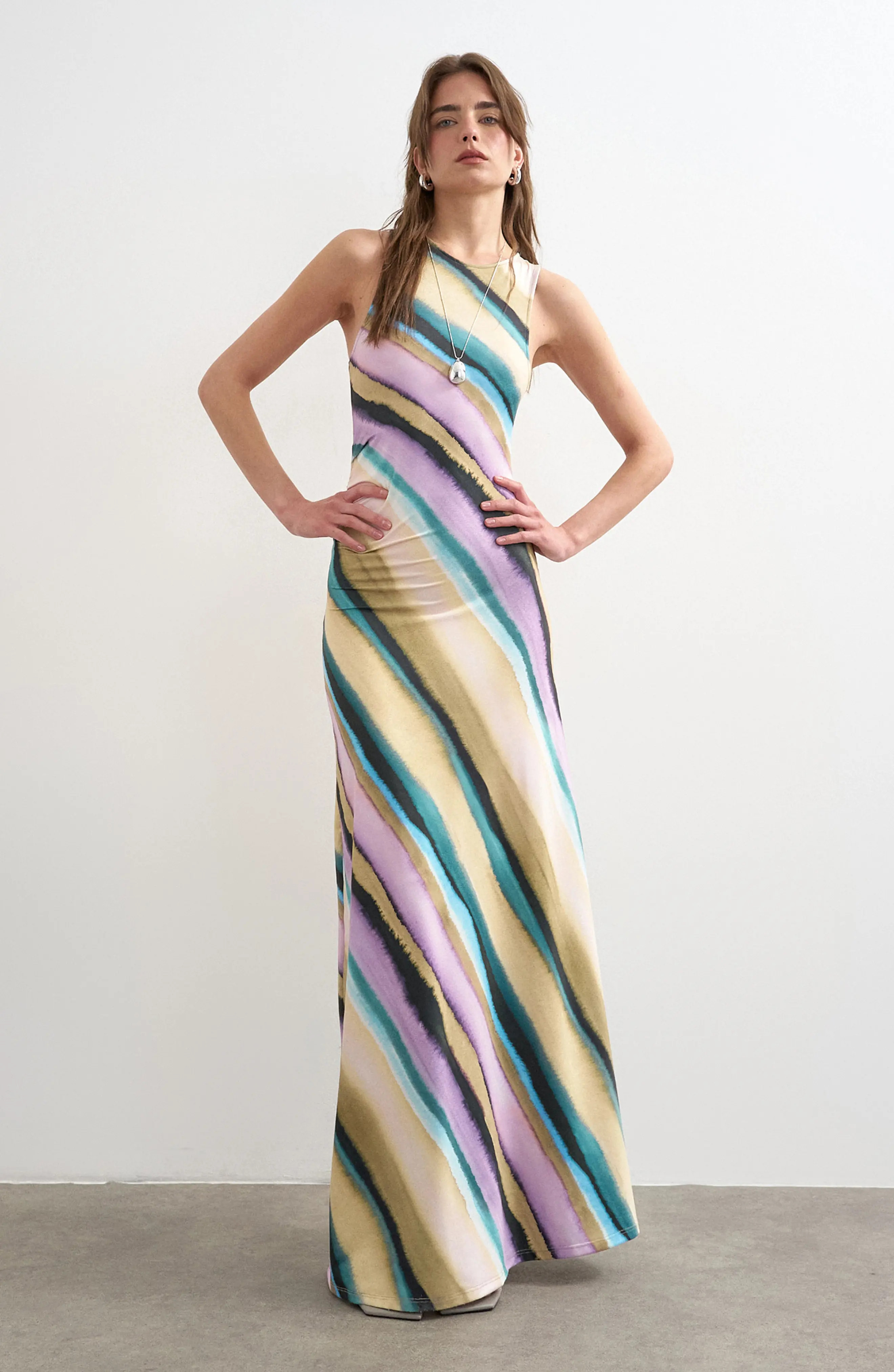 Ruched Stripe Sleeveless Maxi Dress (Women) | Nordstrom | Nordstrom