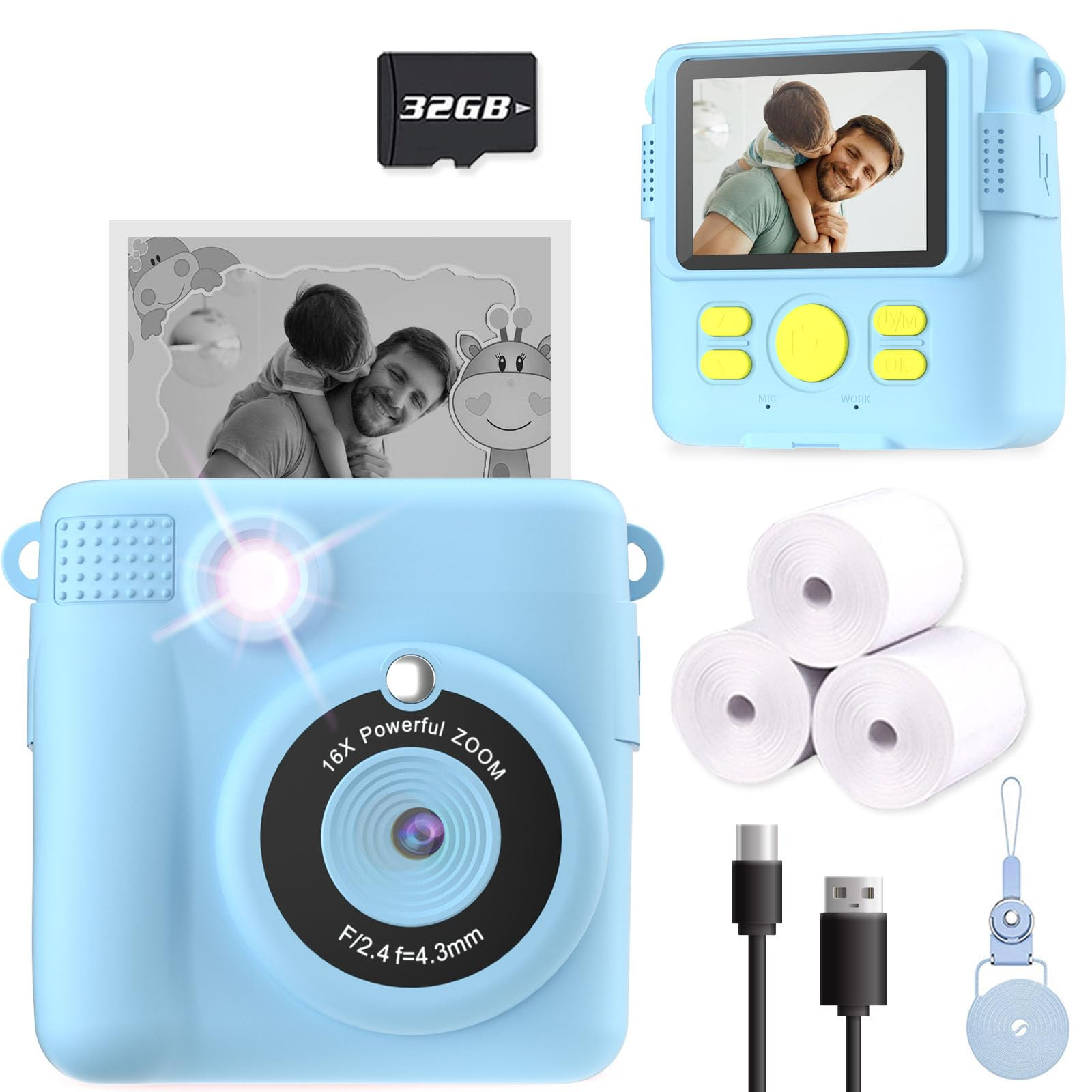 Kids Camera Instant Print, Christmas Birthday Gifts for Kids Age 3-12, Selfie Digital Camera with... | Amazon (US)