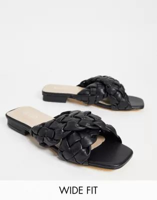 RAID Wide Fit Destiny braided slide sandals in black | ASOS (Global)