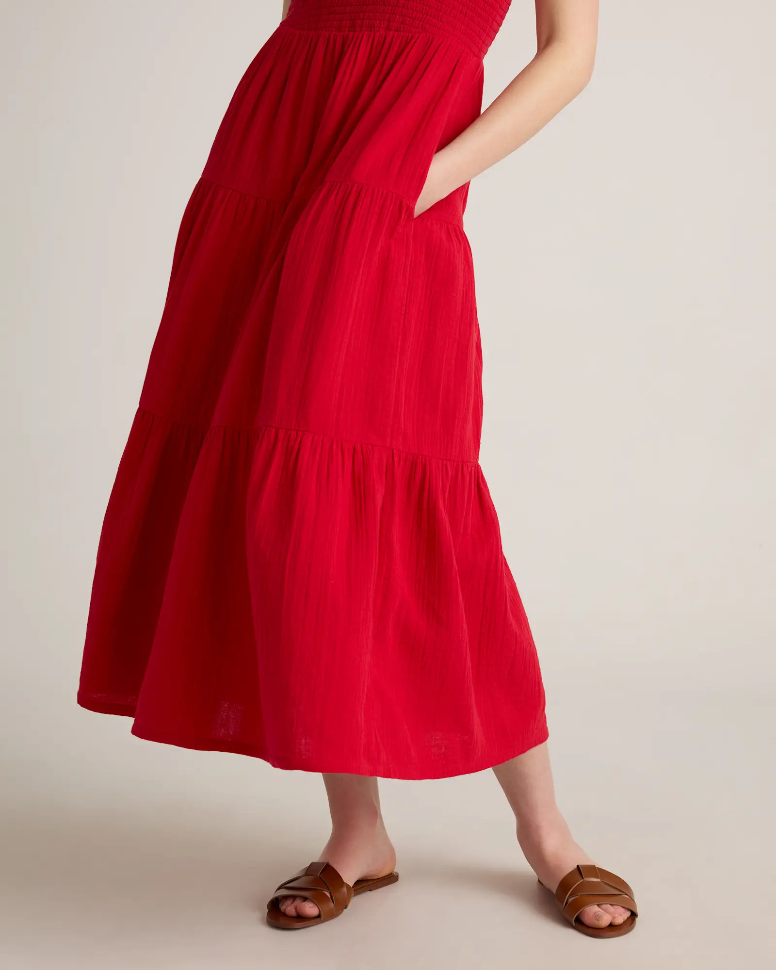 100% Organic Cotton Gauze Smocked Sleeveless Maxi Dress | Quince