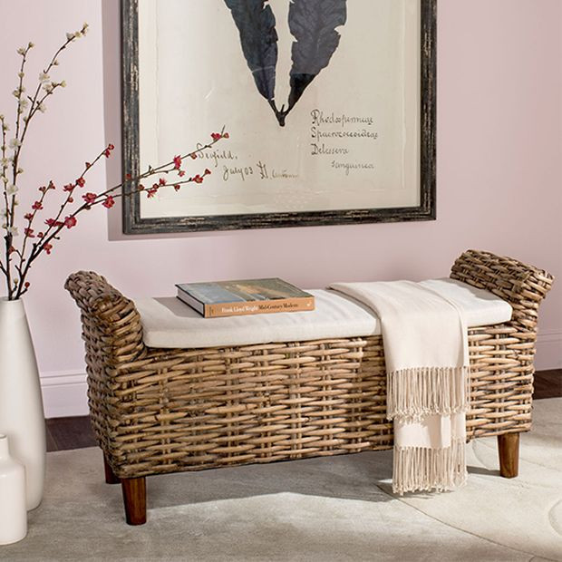 Woven Bench With Cushion Top | Antique Farm House