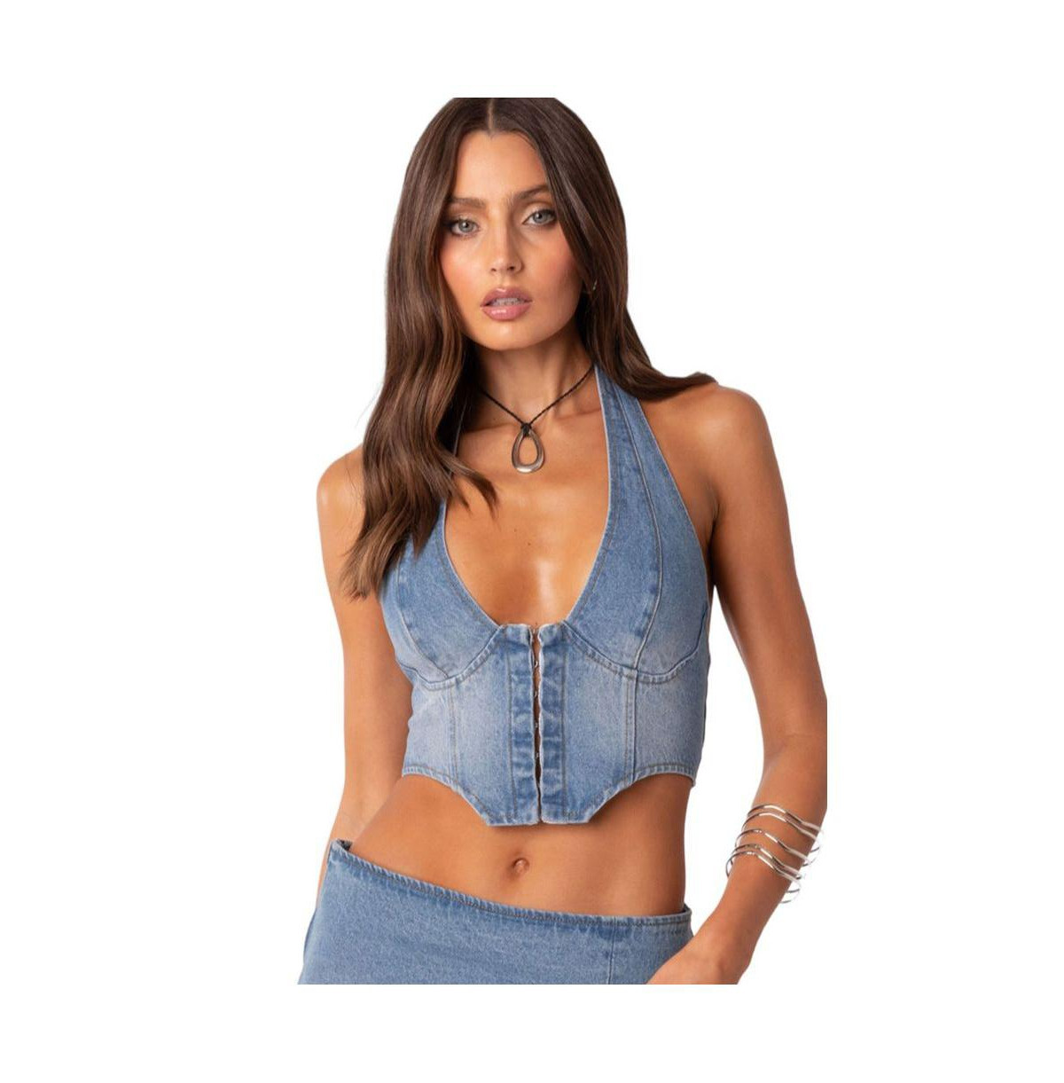 Edikted Women's Katrina Lace Up Denim Corset Top - Blue | Macy's