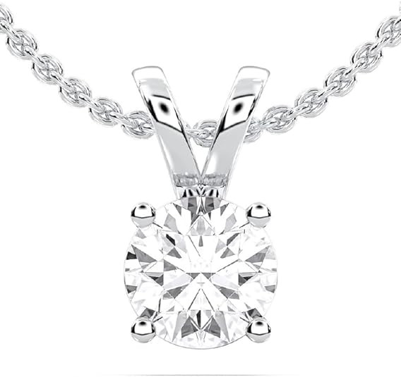 14K Yellow/White Gold Pendant Necklace With 0.50-1.00 TCW Lab Grown Diamond in Pear/Round Shape (... | Amazon (US)