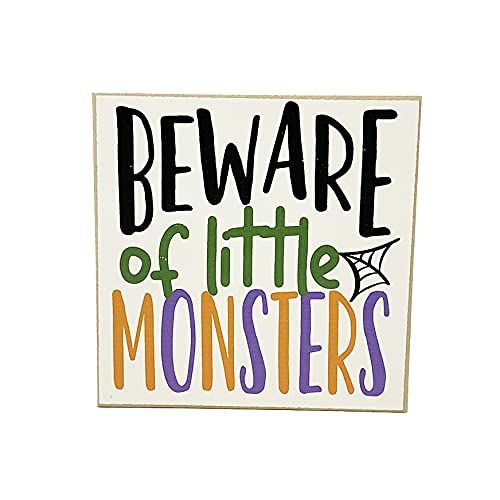 Beware of Little Monsters Halloween Sign - October Indoor Holiday Decor - Wooden Fall Tiered Tray... | Amazon (US)