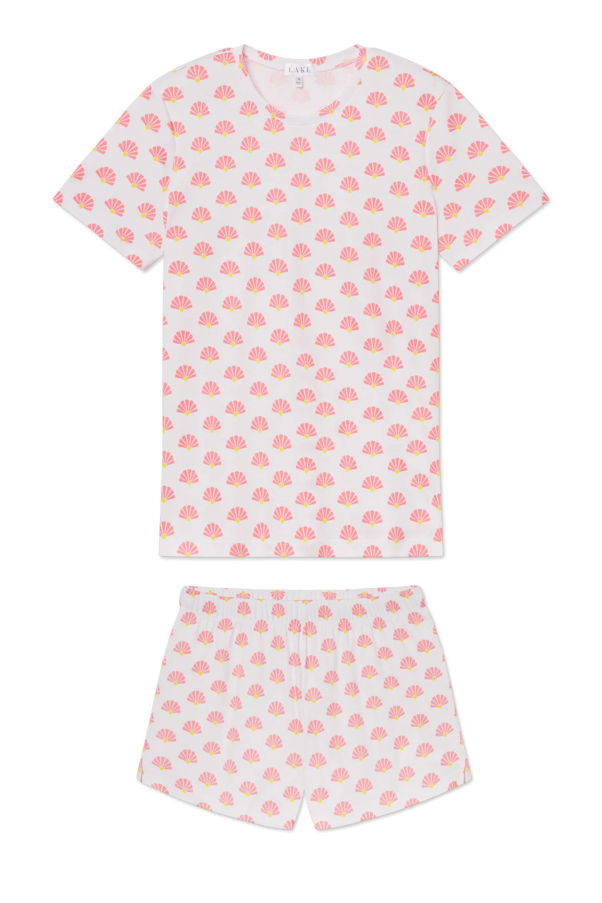 Pima Crew Shorts Set in Gelato Scallop Shell | Lake Pajamas