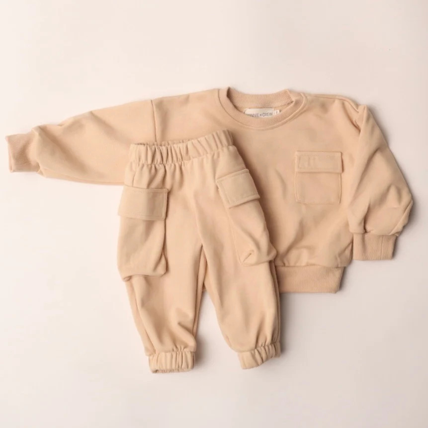 Cargo Sweatshirt Set in Cream | Winnie and Crew