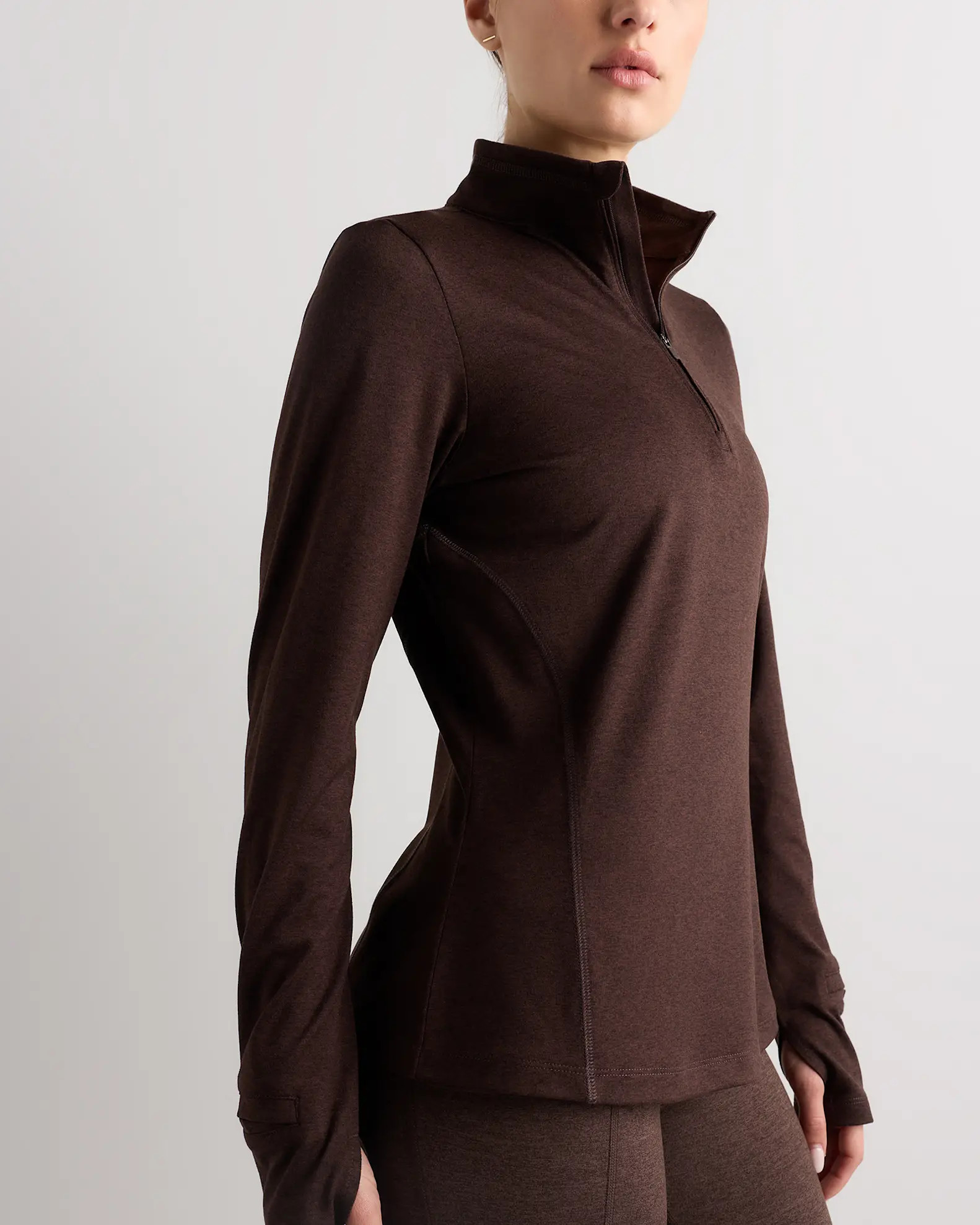 Flowknit Quarter-Zip Pullover in Heather Coffee Bean Brown | Quince
