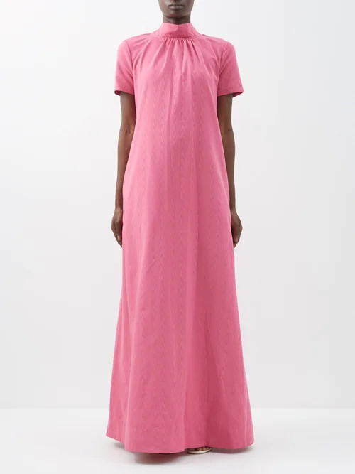 Staud - Ilana Bow-neck Grosgrain Maxi Dress - Womens - Pink | Matches (US)