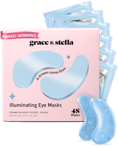 grace & stella Award Winning Under Eye Mask Reduce Dark Circles, Puffy Eyes, Undereye Bags, Wrinkles, Gel Under Eye Patches, New Mom Gifts - Vegan Self Care (48 Pairs, Blue) | Amazon (US)