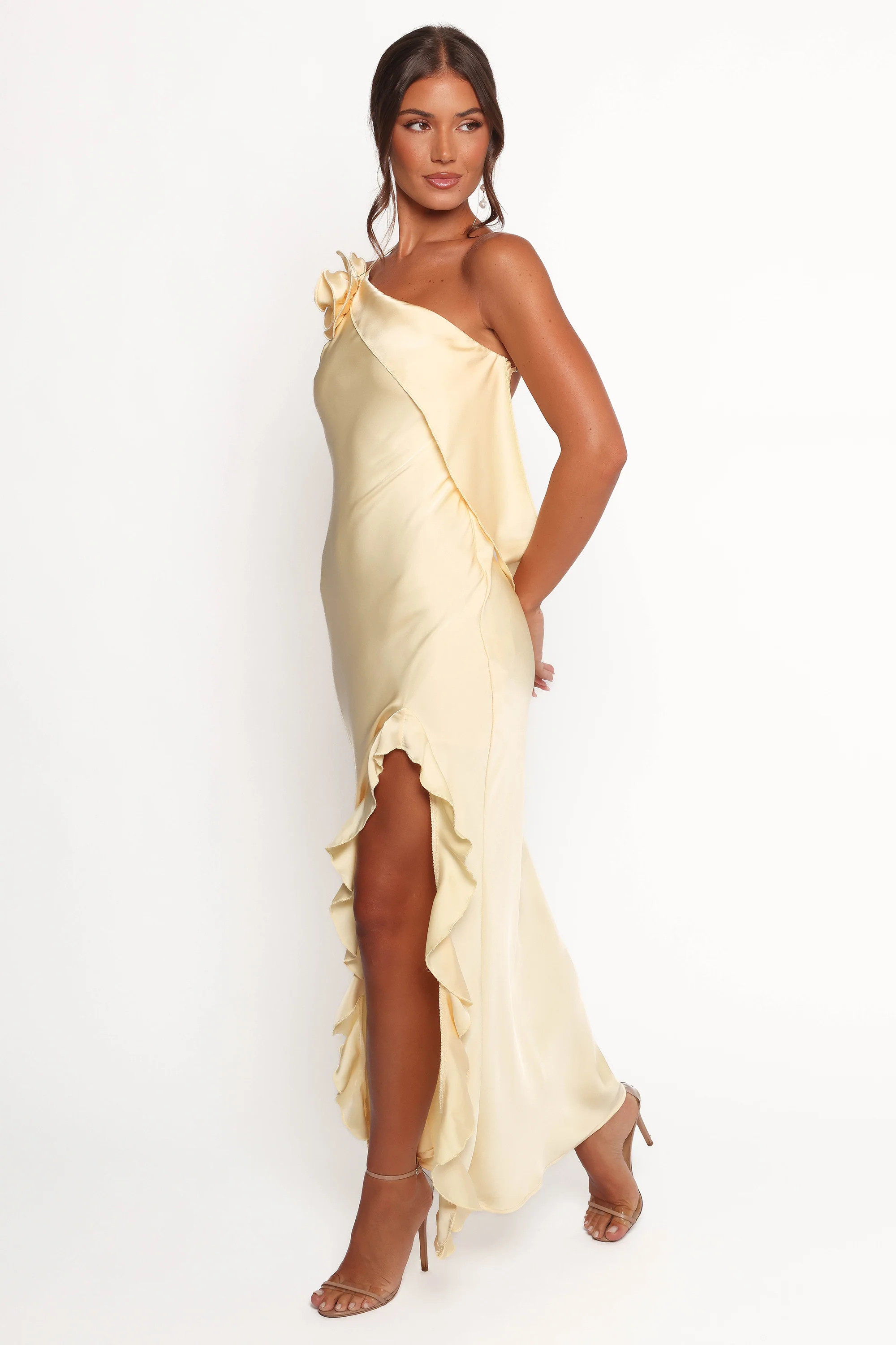 Aila Rosette One Shoulder Dress - Butter Yellow | Petal & Pup (US)