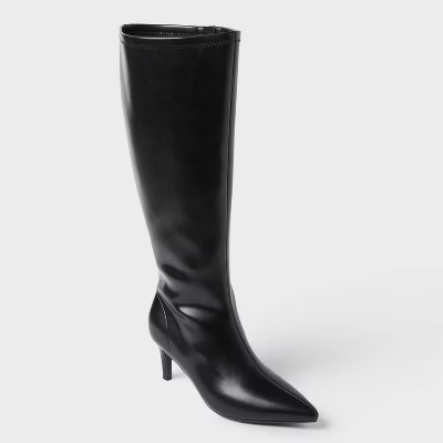 Women’s Nelly Under Knee Heeled Boots with Memory Foam Insole – A New Day™ Black | Target