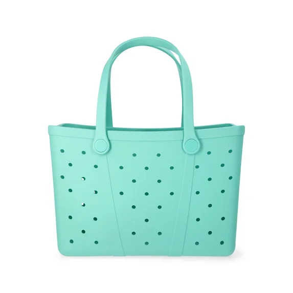 Time and Tru Women's Waterproof EVA Beach Tote Bag, Teal | Walmart (US)
