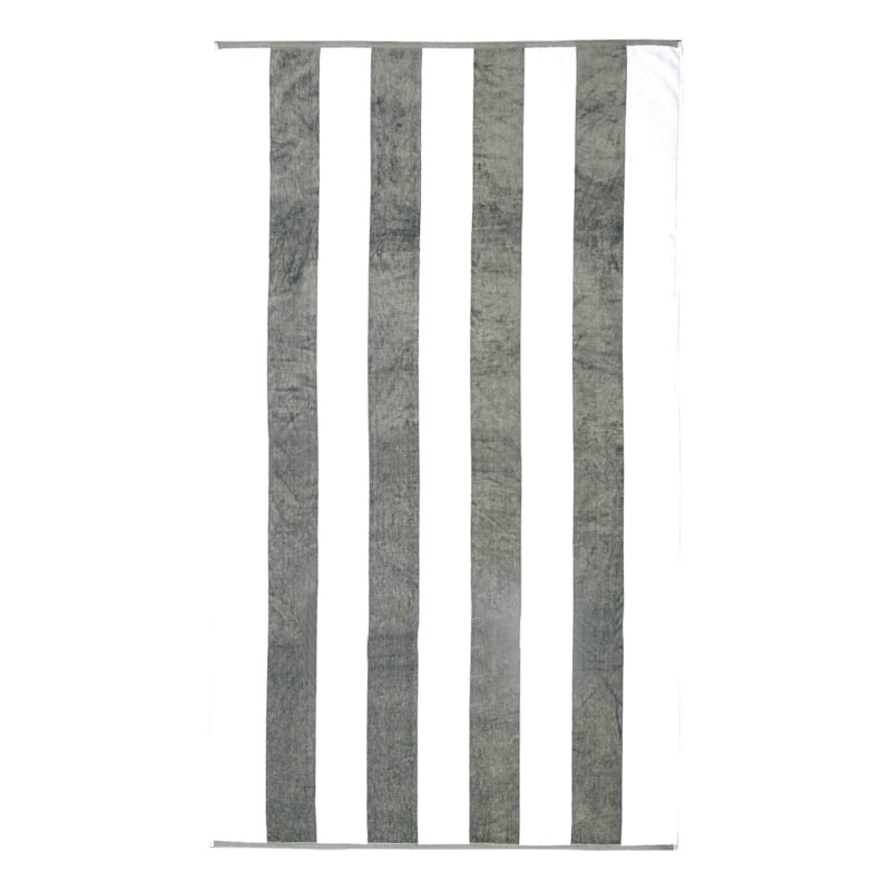 Cabana Grey & White Striped Reversible Beach Towel, 40x70 | At Home