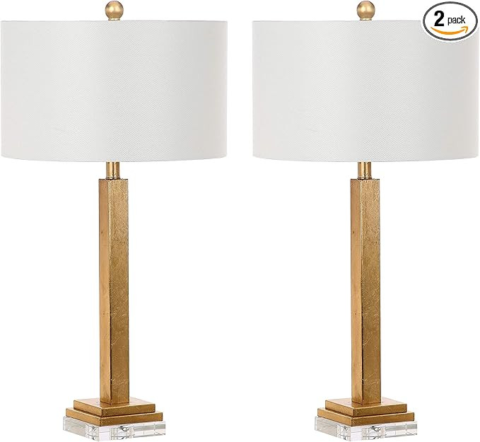 SAFAVIEH Lighting Collection Perri Farmhouse Gold/ Crystal Base 30-inch Bedroom Living Room Home ... | Amazon (US)