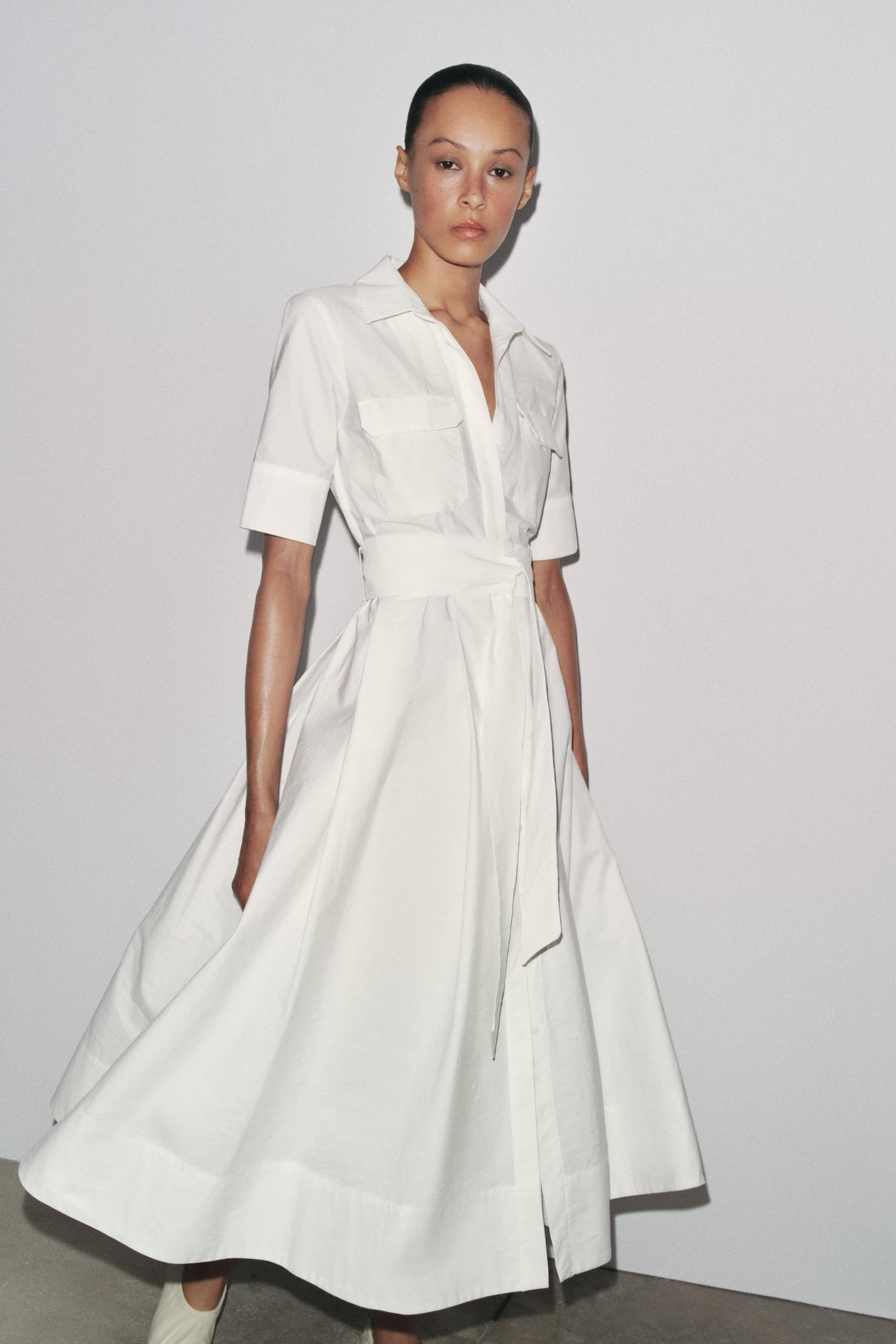 ZW COLLECTION POPLIN MIDI DRESS | Zara US