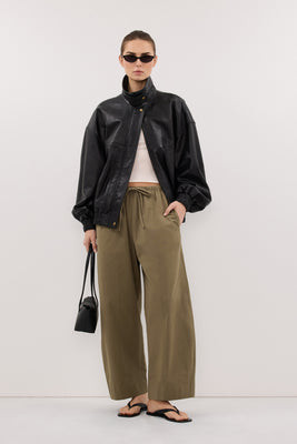 SCOUT KHAKI COTTON BARREL LEG PANT | DISSH