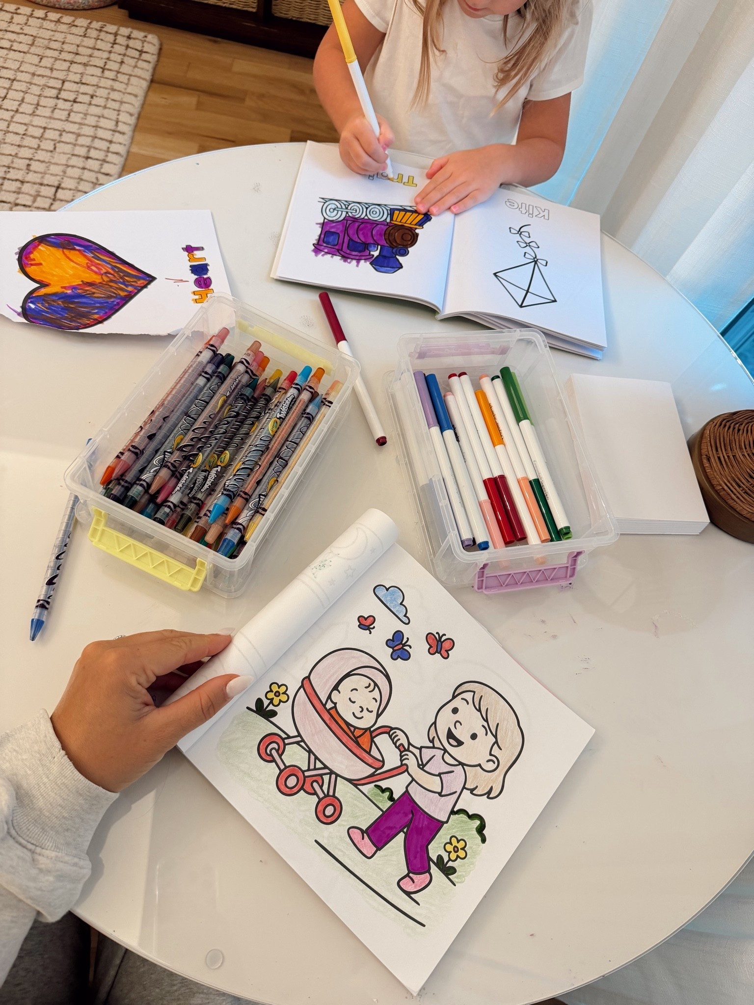Toddler coloring favorites! Including our fave organization bins!