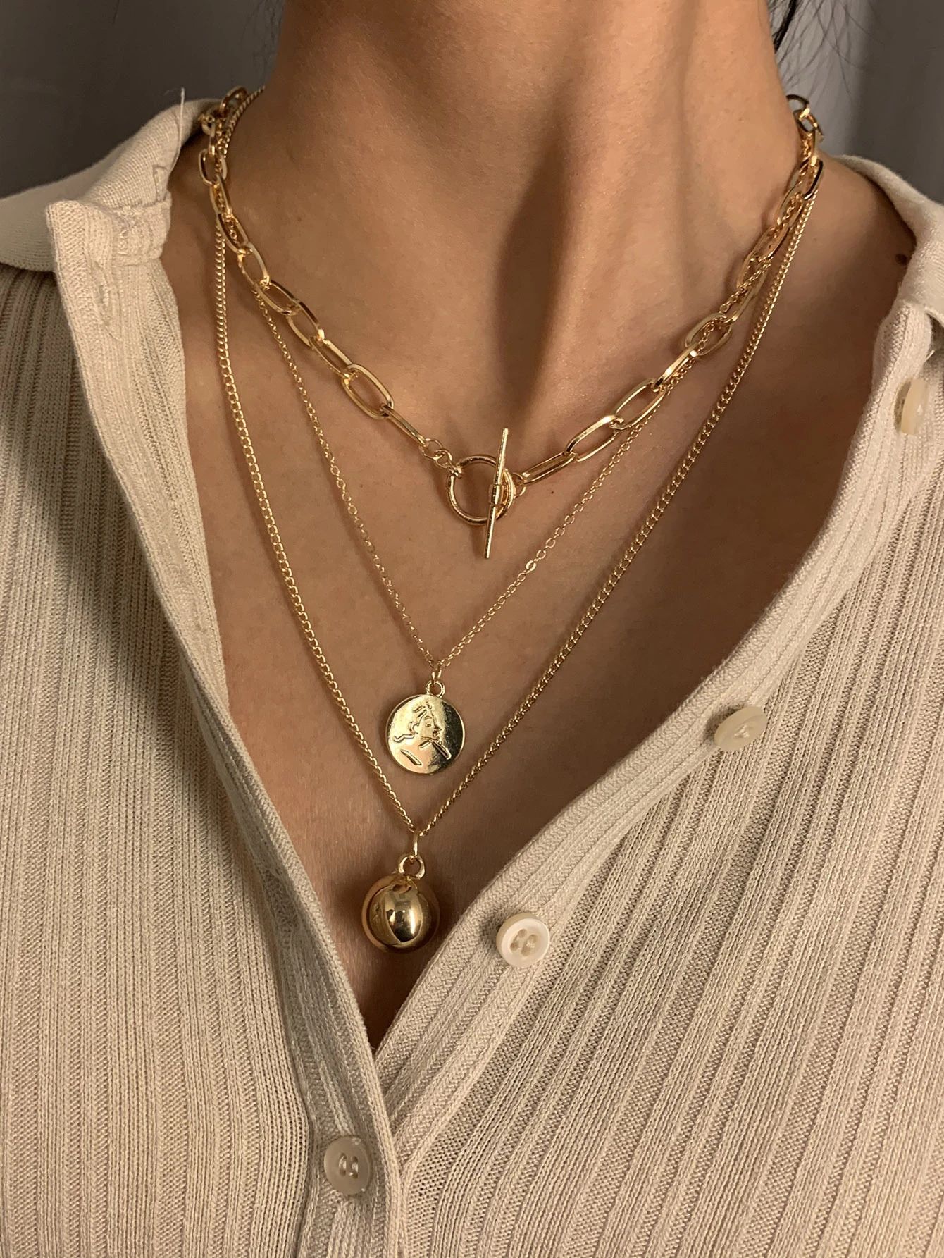3pcs Ball Charm Necklace | SHEIN