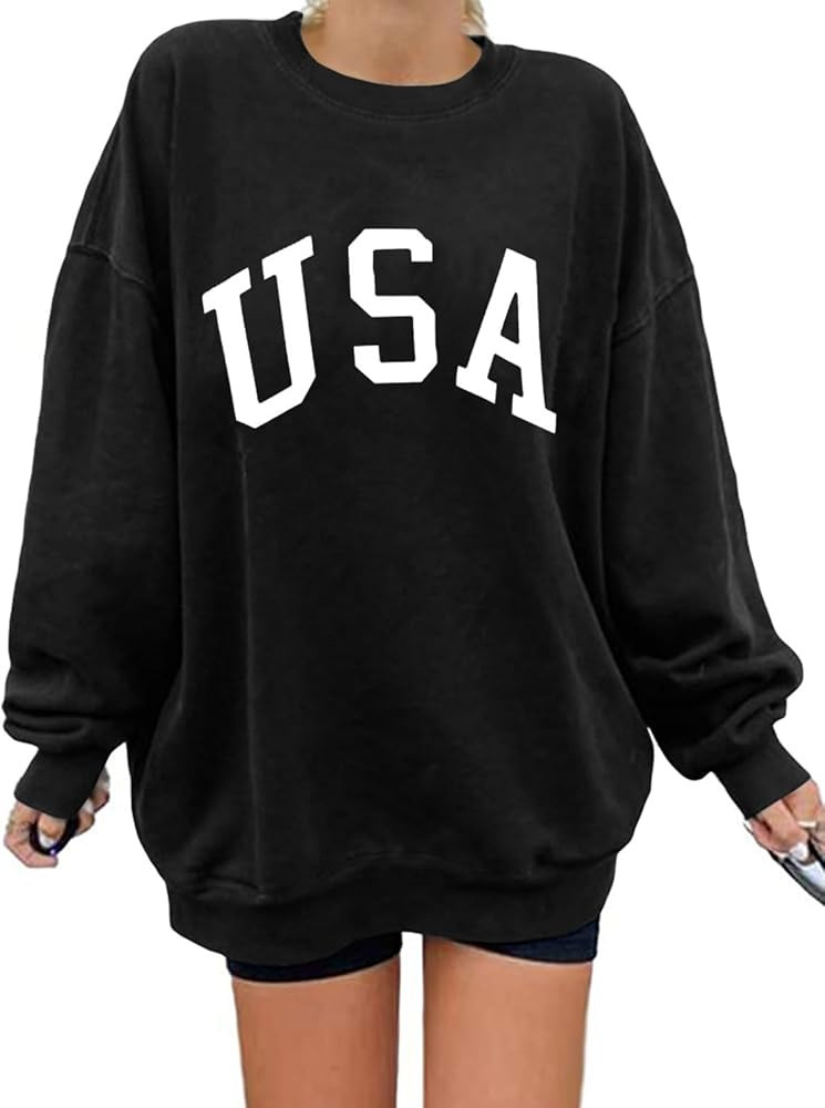 Langwyqu Women's Oversized Sweatshirt Los Angeles California Crewneck Long Sleeve Casual Loose Pu... | Amazon (US)