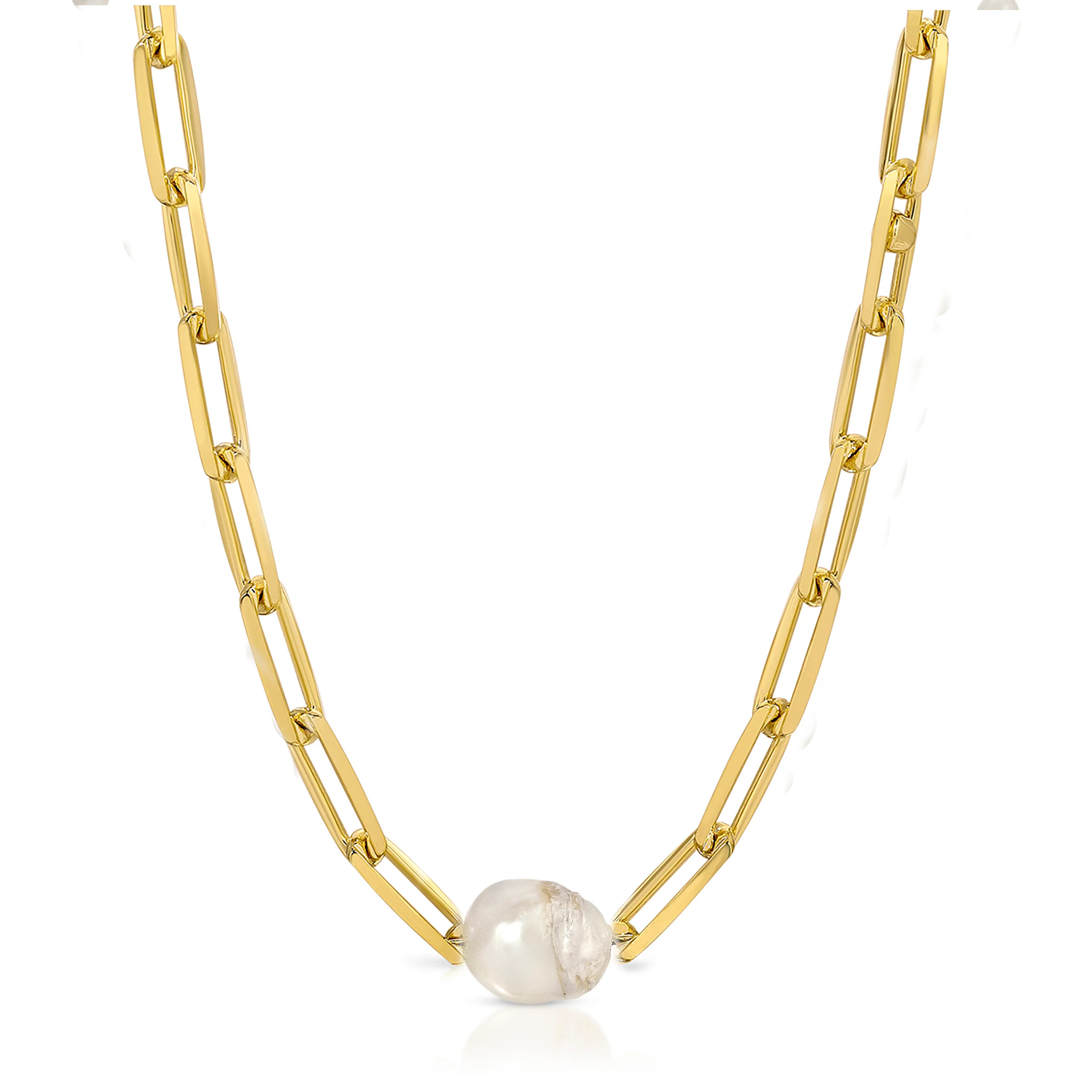 Baroque Pearl and Paperclip Necklace | Joy Dravecky