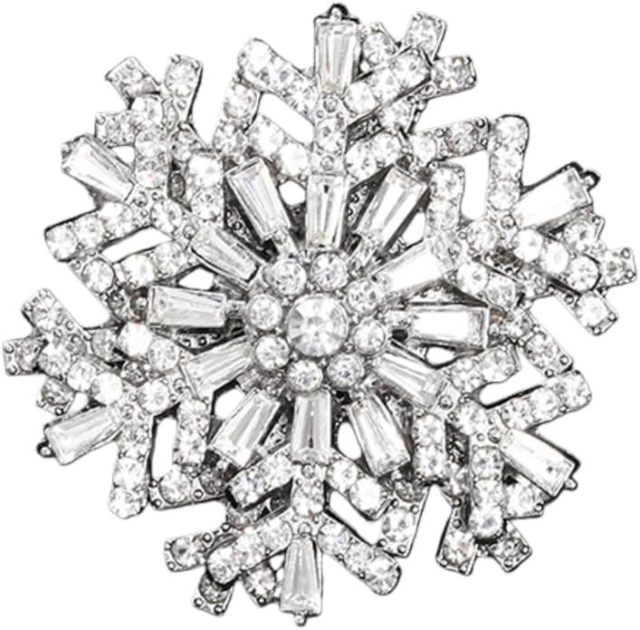 Christmas Vintage Snowflake Brooch Pins Rhinestone Rotate Flower Broochs Winter CZ Crystal Brooch... | Amazon (US)