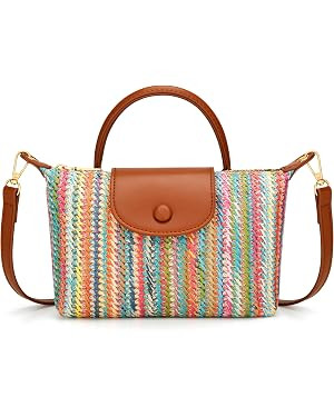 KKXIU Mini Top Handle Purse for Women Small Summer Straw Beach Crossbody Bags for Lady Handbags | Amazon (US)