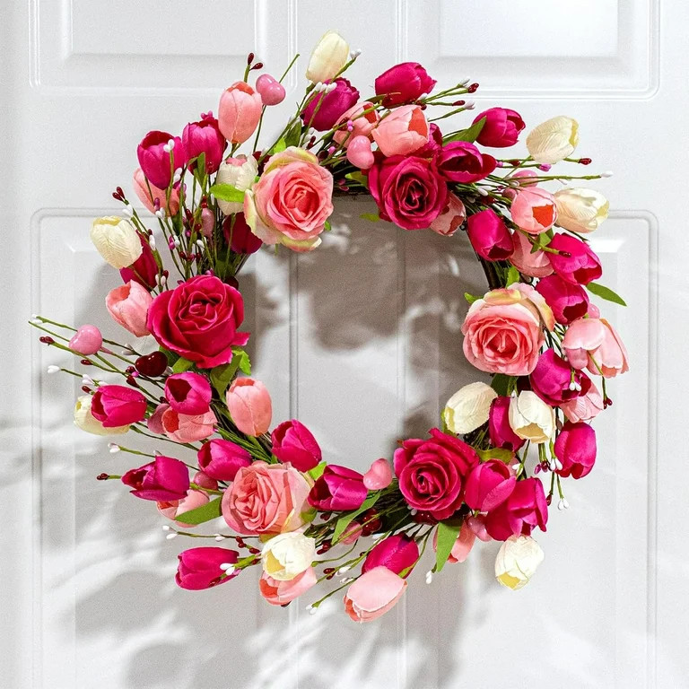 Valentine's Day Wreath 19 Inches Spring Wreaths for Front Door Valentines Door Wreath Valentines ... | Walmart (US)