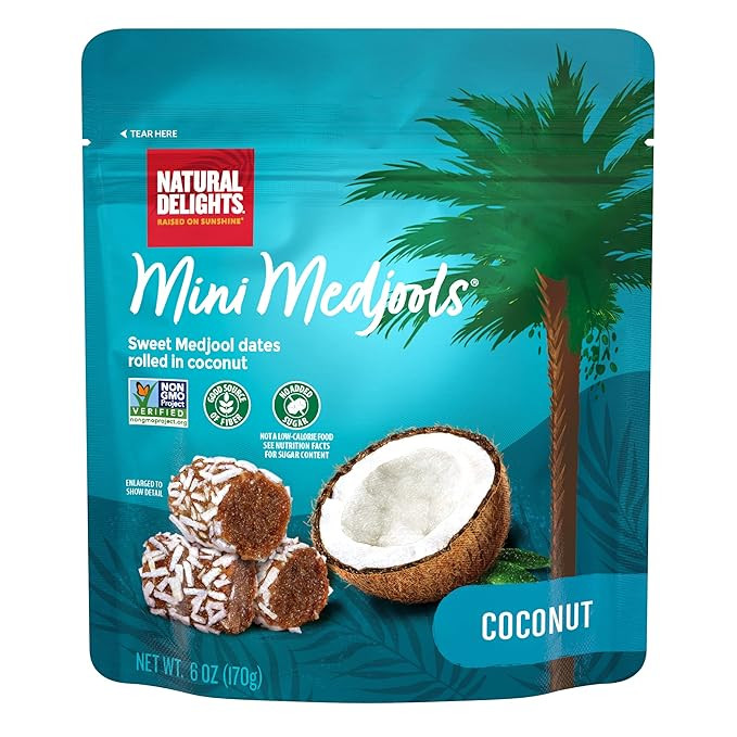 Natural Delights Medjool Dates - Coconut Mini Medjools, Non-GMO Verified, Mini Date Bites, Health... | Amazon (US)