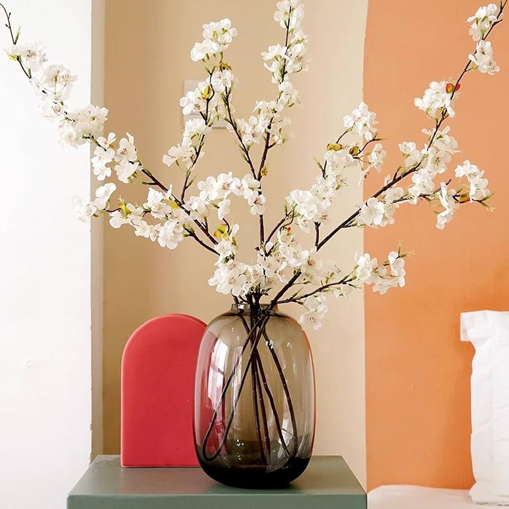 6PCS Artificial Cherry Blossom Branches Faux Cherry Silk Flowers Vine Tall Stems Artificial Flowe... | Amazon (CA)