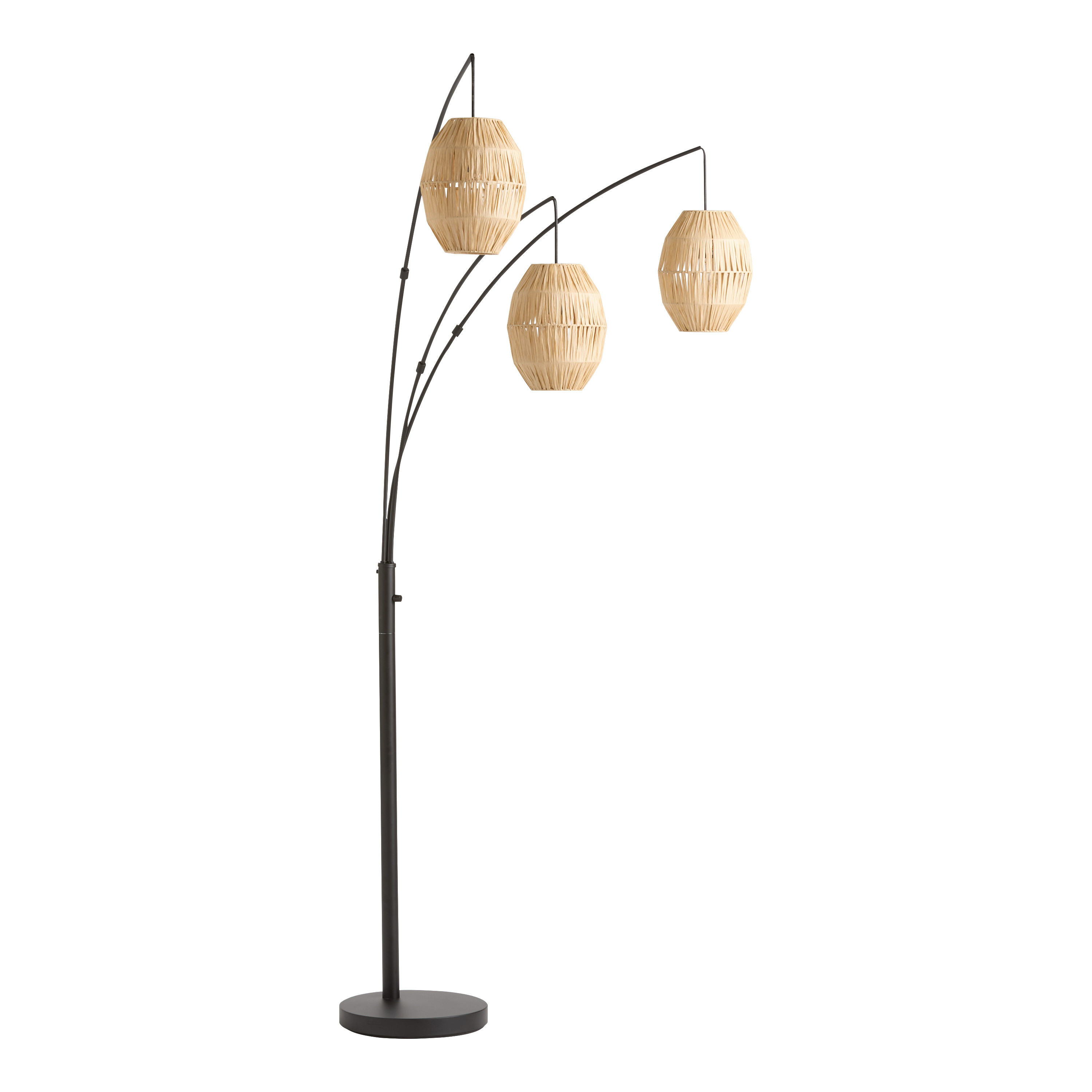 Raffia Globe and Metal 3 Light Adjustable Arc Floor Lamp | World Market
