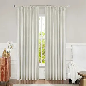 Central Park Ivory Full Blackout Pinch Pleat Window Curtain for Bedroom Window Treatment Triple W... | Amazon (US)