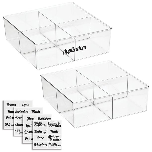 mDesign Plastic Divided Bathroom Vanity Countertop Storage Cosmetic Organizer Box for Makeup, Bea... | Walmart (US)