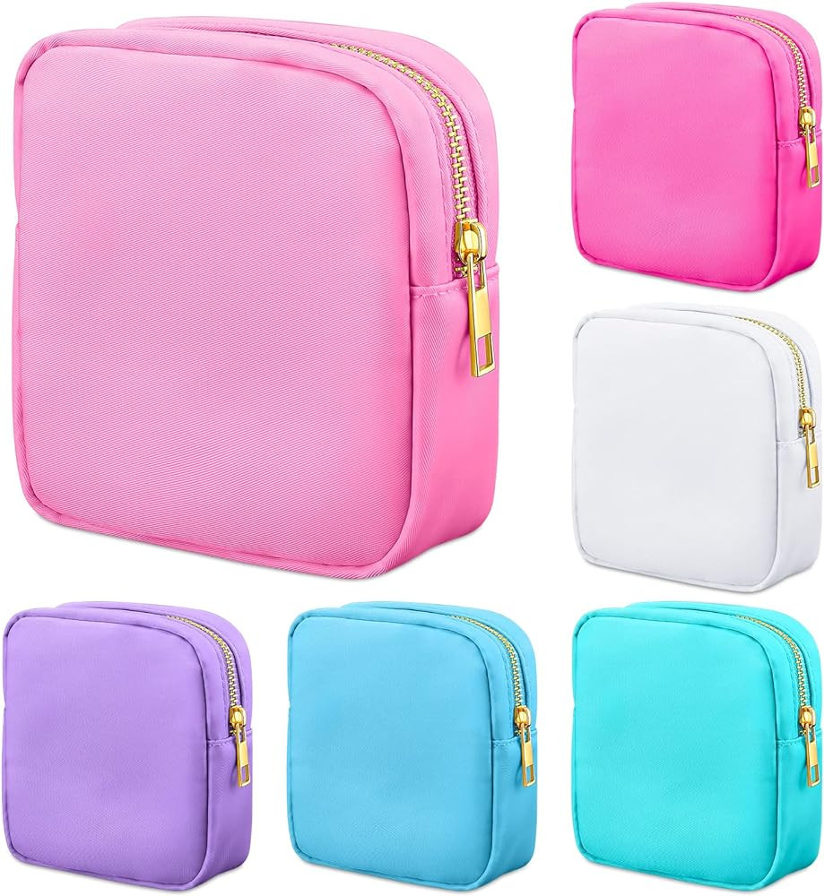 Remerry 6 Pcs Nylon Cosmetic Bag Travel Make up Pouch Toiletry with Zipper Preppy Makeup Bag Wate... | Amazon (US)