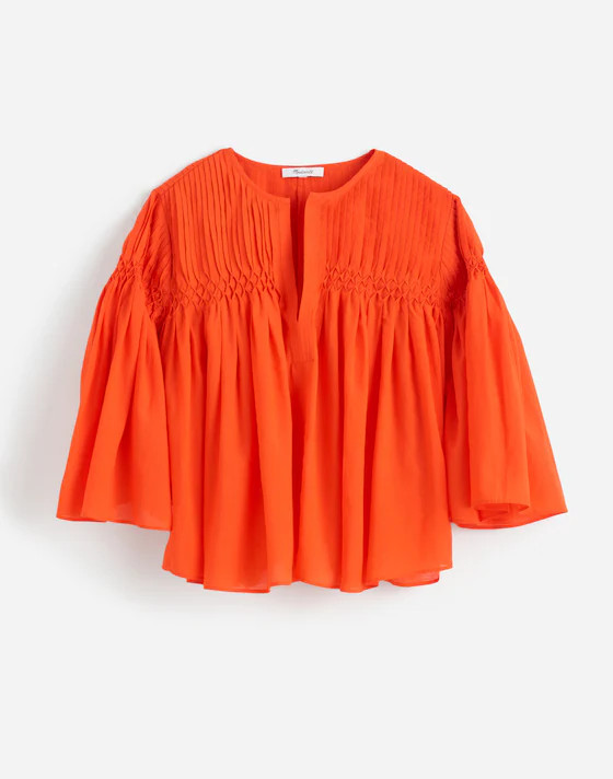 Pintucked Flutter-Sleeve Top | Madewell | Madewell