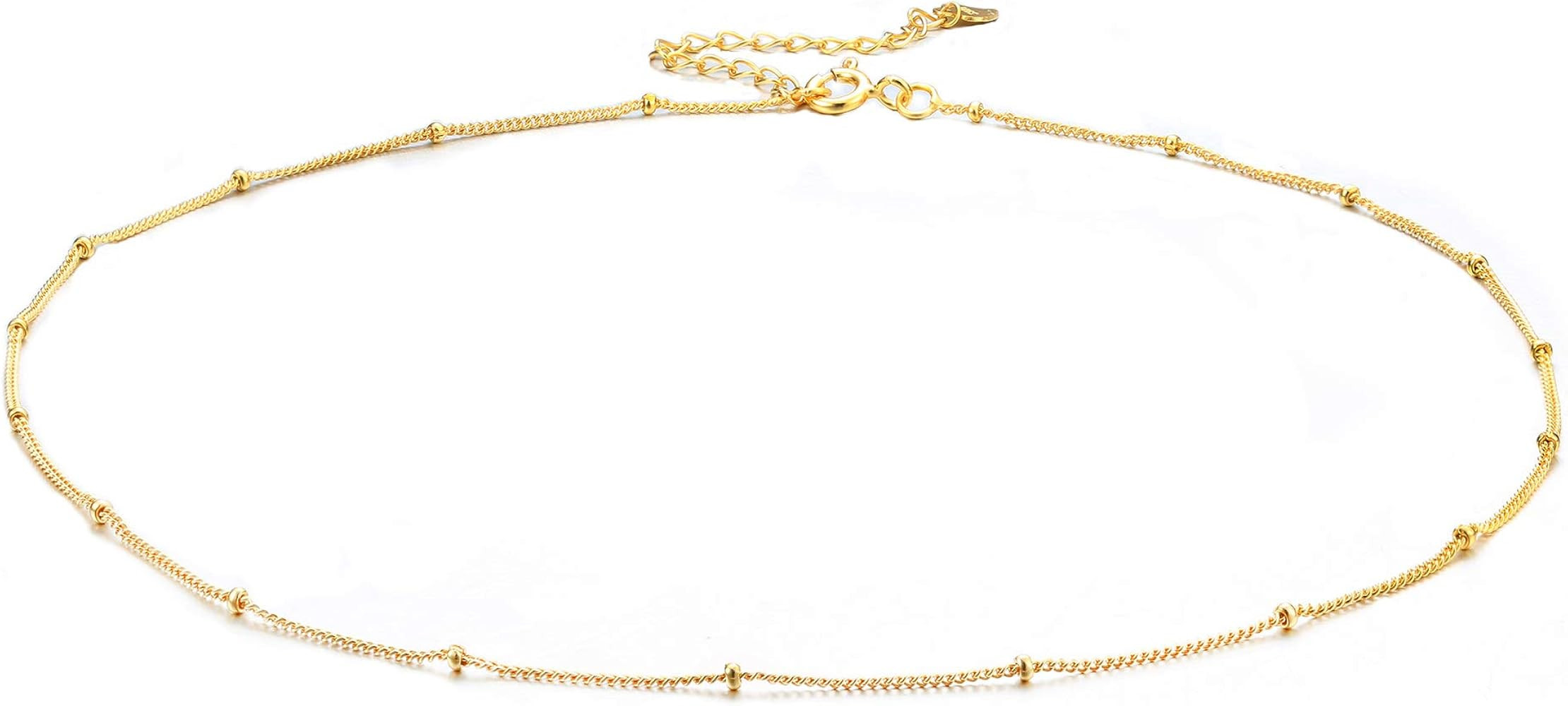 Milacolato Gold Tone Choker Necklace 925 Sterling Silver 18K Gold Plated Dainty Satellite Necklac... | Amazon (US)