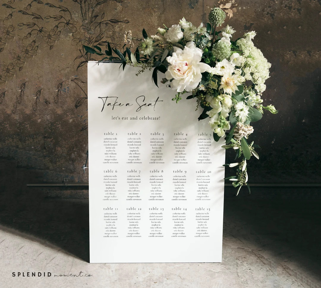 Elegant Modern Wedding Seating Chart Template, Seating Chart for Wedding, Editable Wedding Seatin... | Etsy (US)