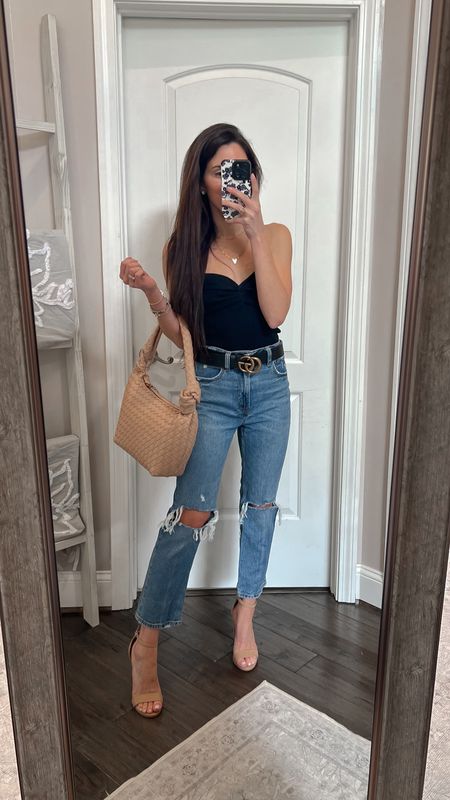 Date night outfit ; summer outfit ; vacation outfit ; Amazon top ; Abercrombie jeans ; new target bag ; braided bag ; knotted handle bag 

#LTKitbag #LTKstyletip #LTKSeasonal