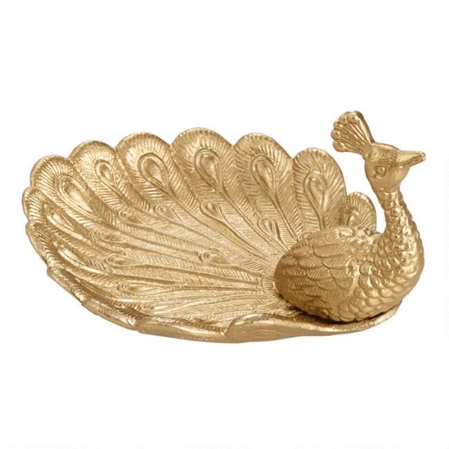 Antique Gold Peacock Trinket Dish | World Market