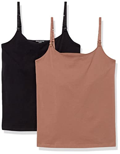 Amazon Essentials Women's Nursing Friendly Camisole, 2-Pack Black/Brown, XX-Large | Amazon (US)